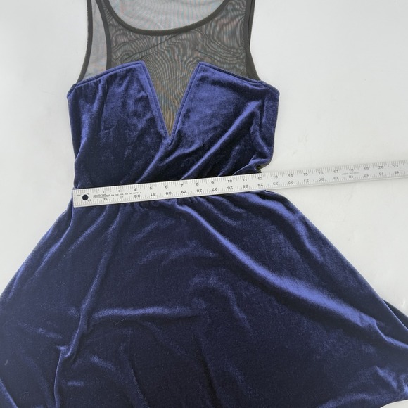 Forever 21 Blue Velvet Black Mesh Fit & Flare Dress Size M Romantic Whimdigoth - Picture 9 of 9